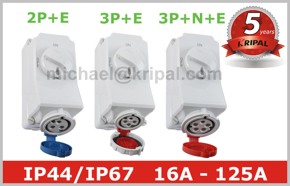 2P+E,3P+E,3P+N+E Mechanical Interlock Industrial Power Switched Sockets