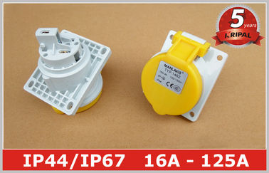 Angled Panel Mounted Industrial Power Socket switch 110V 16A IP44 3 Pin For Marine