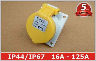 Angled Panel Mounted Industrial Power Socket switch 110V 16A IP44 3 Pin For Marine