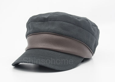 Fashion Men Blank Cotton Military Cap With Leather , Army Twill Cap