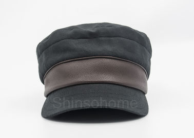 Fashion Men Blank Cotton Military Cap With Leather , Army Twill Cap