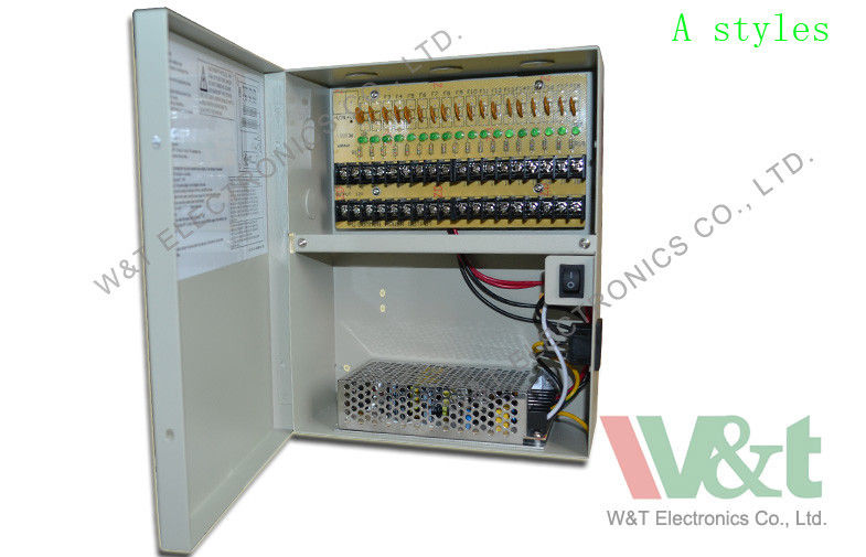 18 Way 15 Amp 12V CCTV Power Supply Cabinet / Box with PTC Technology