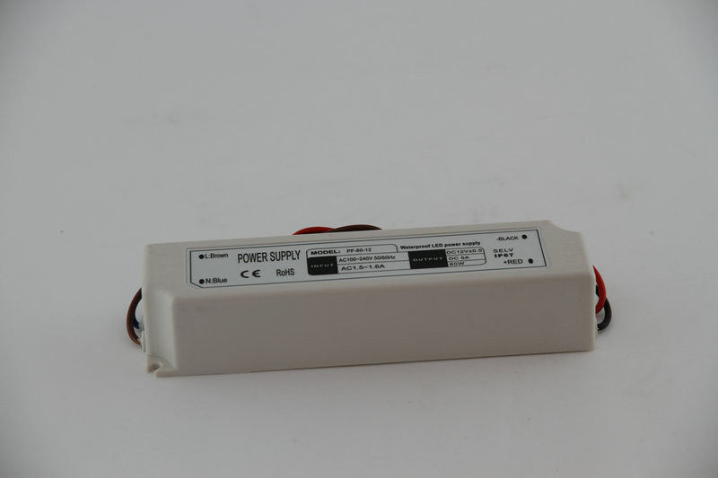 Waterproof IP67 60W Constant Voltage LED Driver 120V AC , Isolated Plastic Case